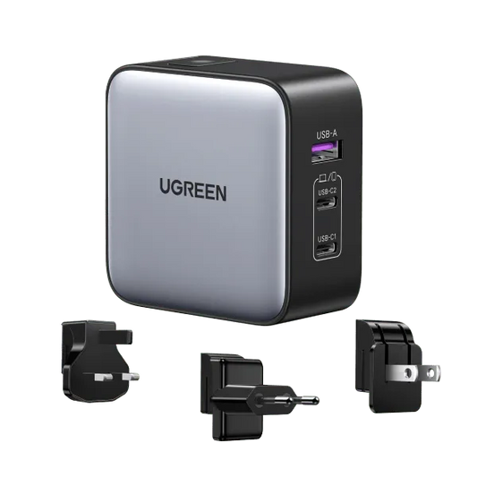 UGREEN Nexode 65W 3-Port Travel Charger with US/UK/EU Plug