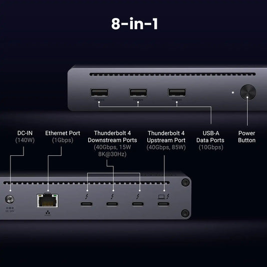 8-in-1 Thunderbolt Docking Station + USB-C Cable