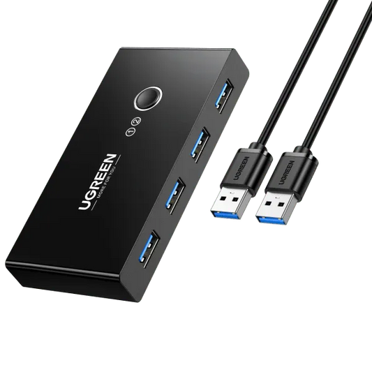 UGREEN USB 3.0 4-Port Switch With 2 Pack USB Male Cable