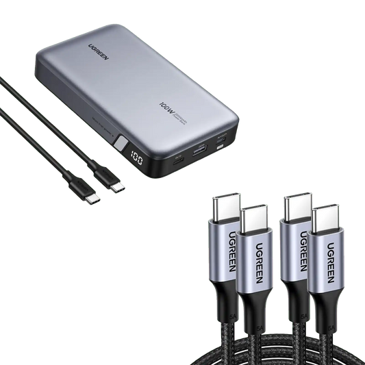 (Bundle) 100W 20000mAh Power Bank + 3.3FT 100W USB-C Cable 2 Pack