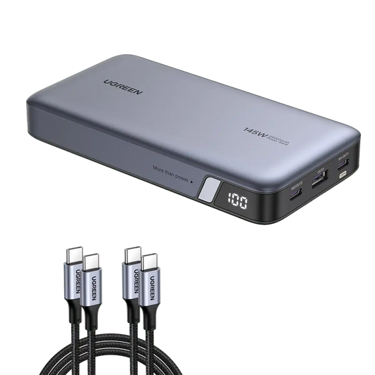 (Bundle) 145W Power Bank + 3.3FT 100W USB-C Cable 2 Pack