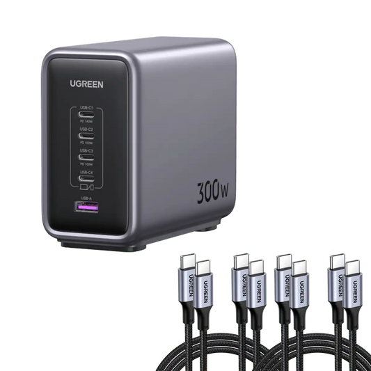 (Bundle) Nexode 300W Charger + 6.6FT 100W USB-C Cable 4 Pack