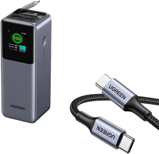 (Bundle) UGREEN Nexode 20000mAh 165W Power Bank + 2-Pack 100W USB-C Cables