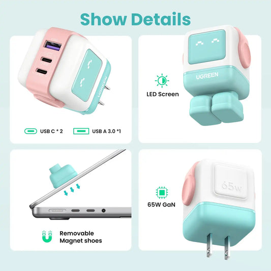 UGREEN Uno Charger 65W  (Cyan)
